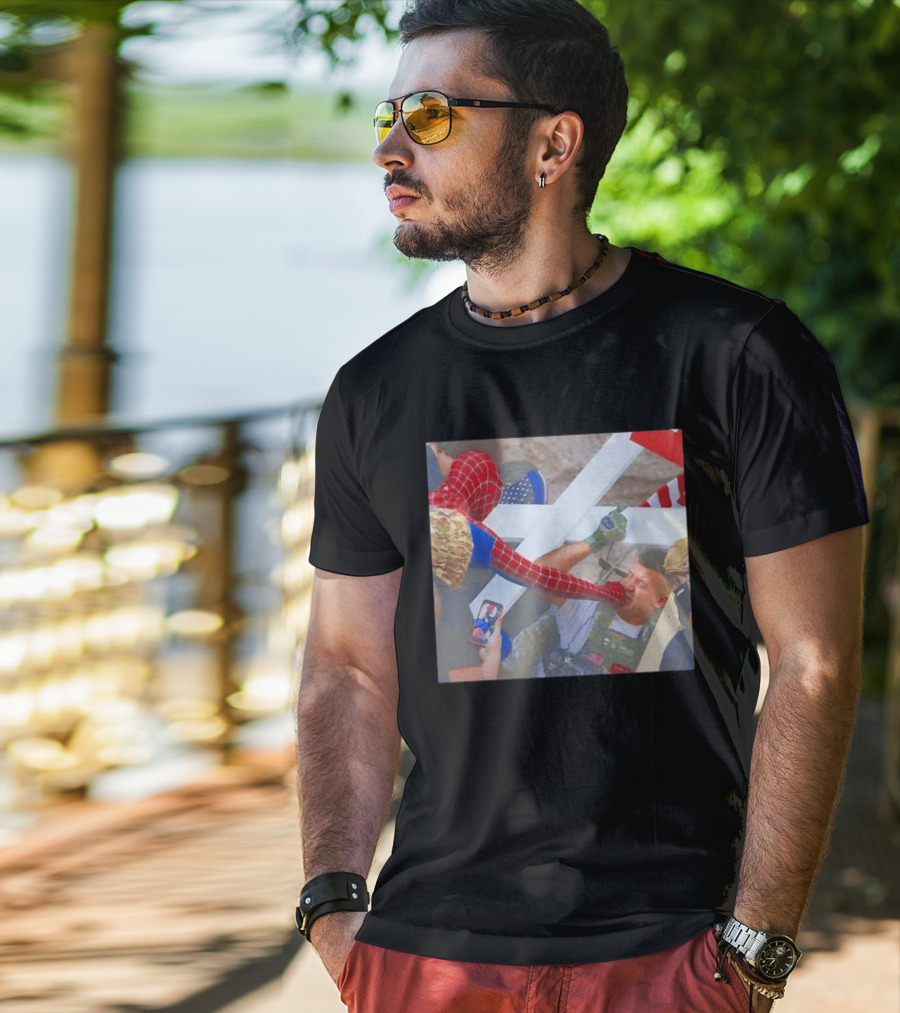 Invisible Touch Spider Man Meets Protester Face Off T-Shirt