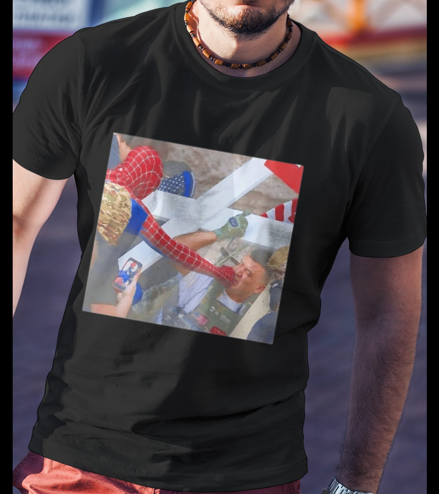 Invisible Touch Spider Man Meets Protester Face Off T-Shirt