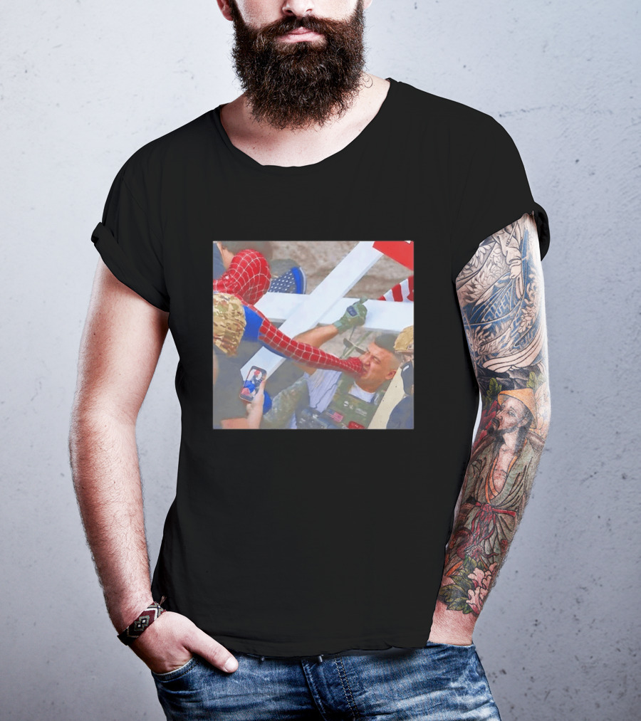 Invisible Touch Spider Man Meets Protester Face Off T-Shirt