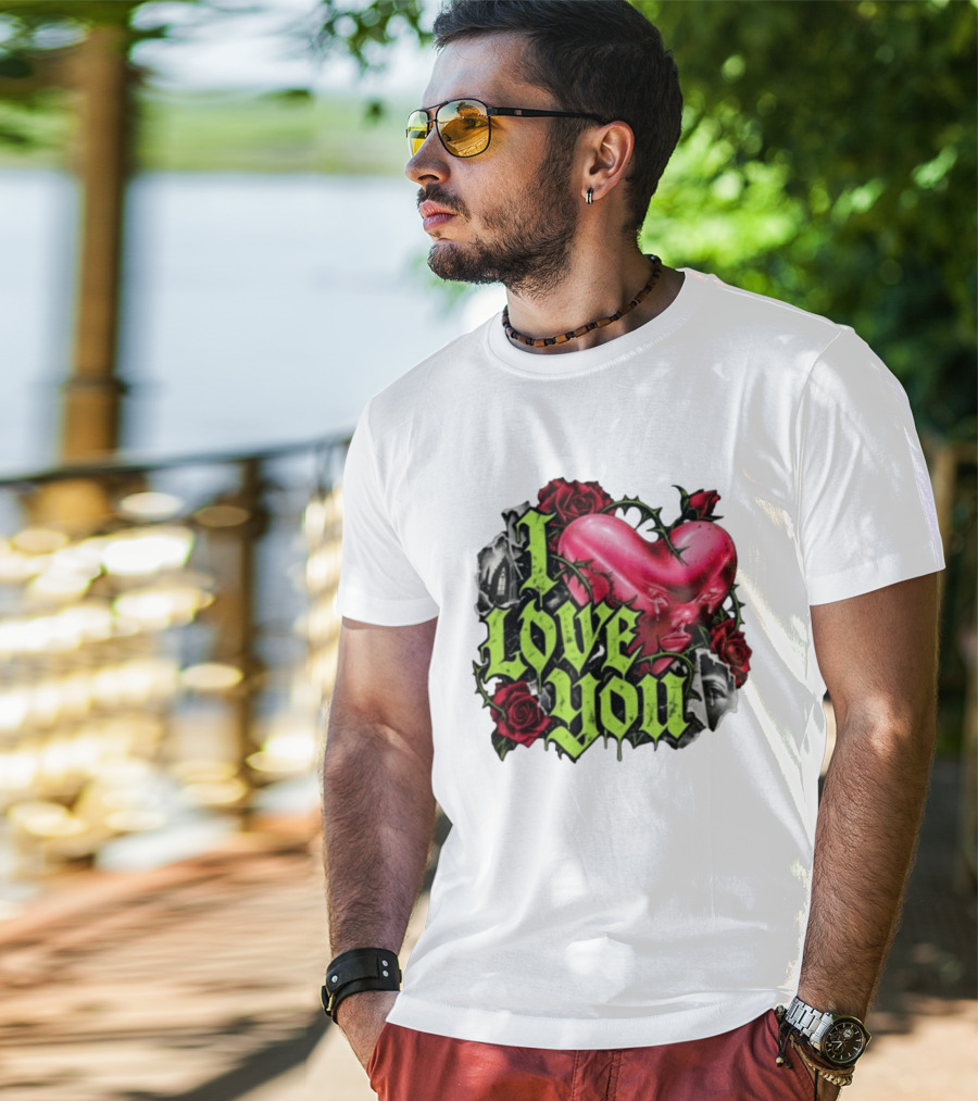 I Love You Gothic Heart Roses T-Shirt