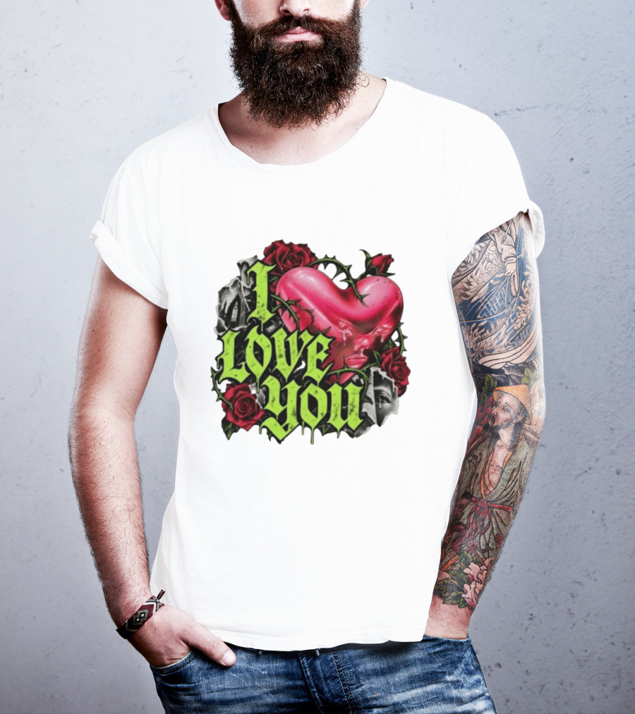 I Love You Gothic Heart Roses T-Shirt
