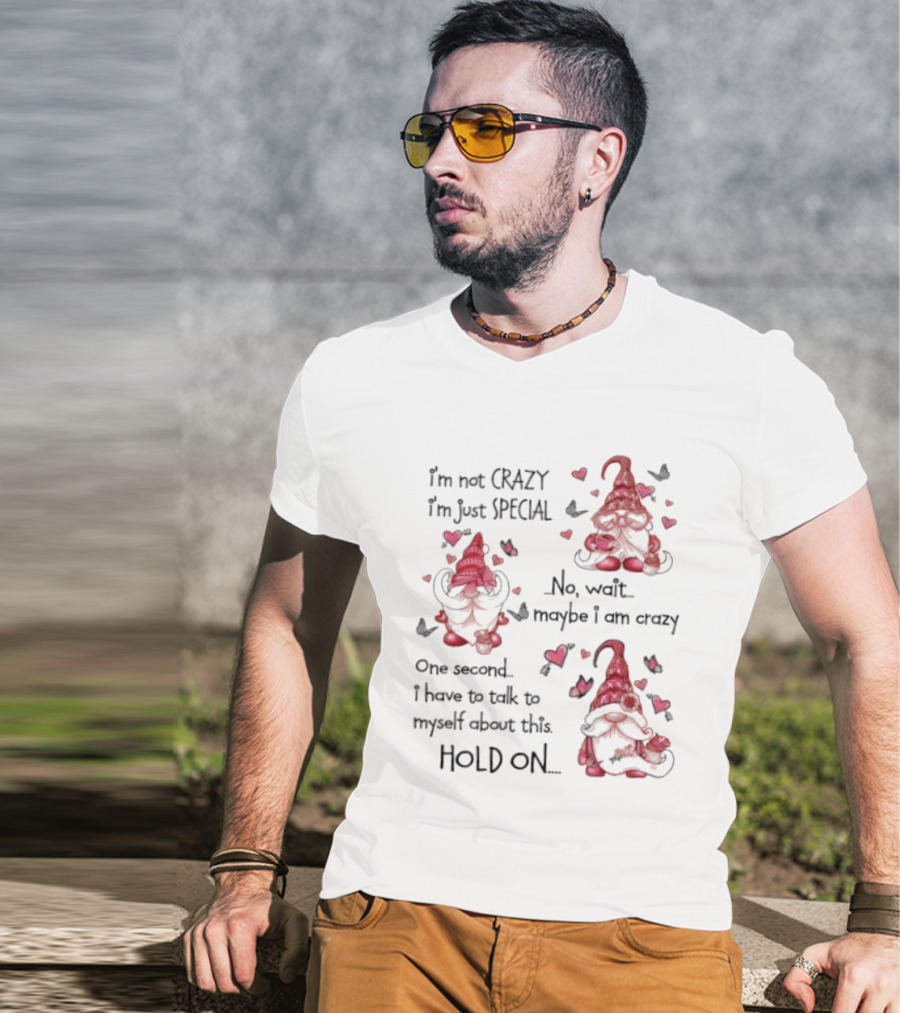 I'm Not Crazy I'm Just Special Gnome No Wait Maybe I Am Crazy Hold On T-Shirt