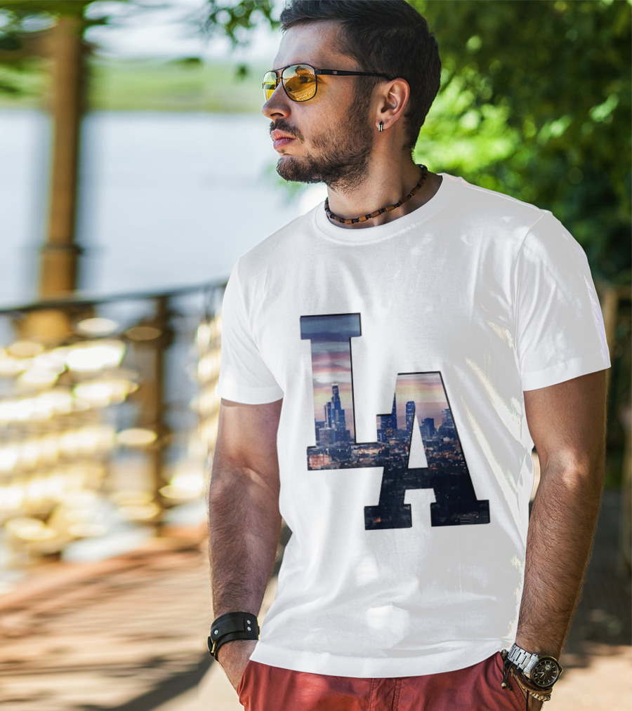 Los Angeles City Skyline LA California Sunset View T-Shirt