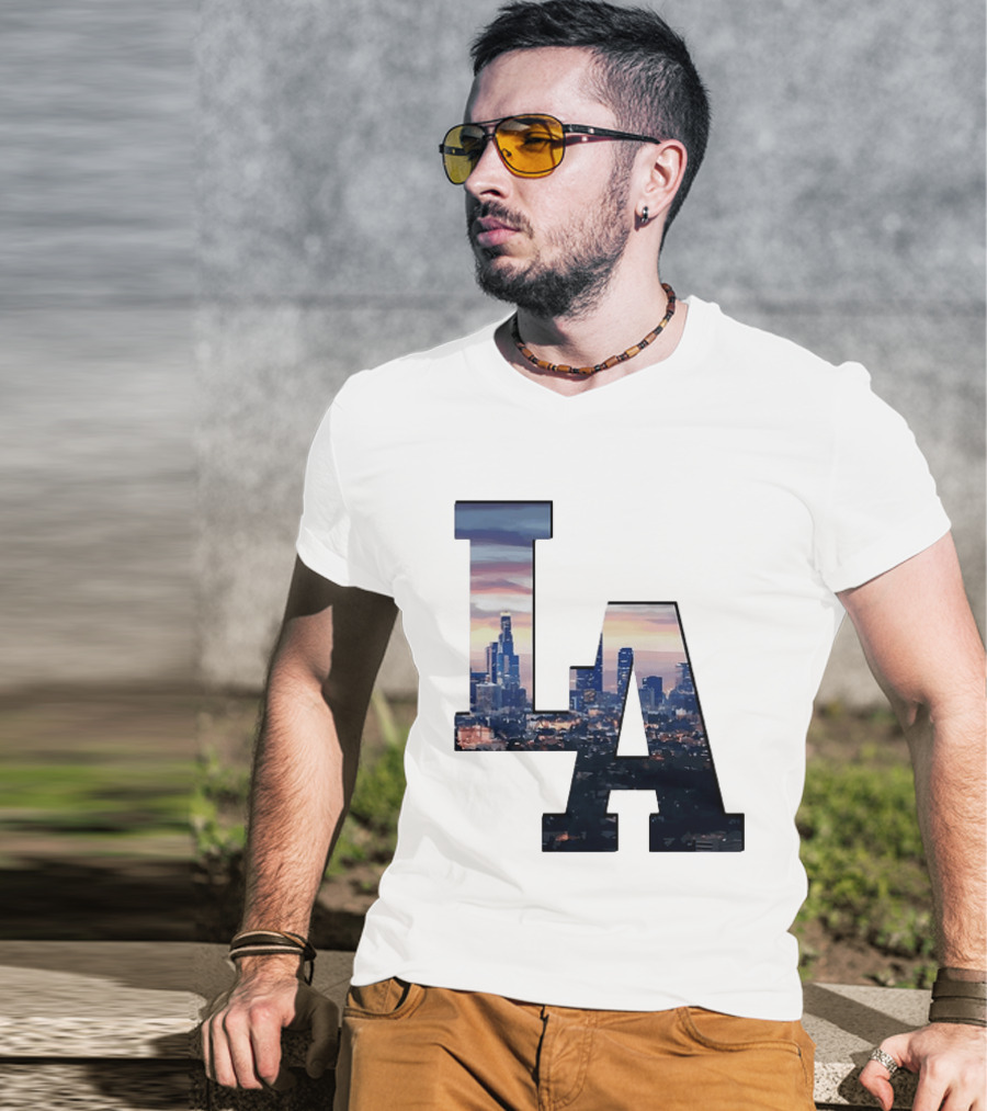 Los Angeles City Skyline LA California Sunset View T-Shirt