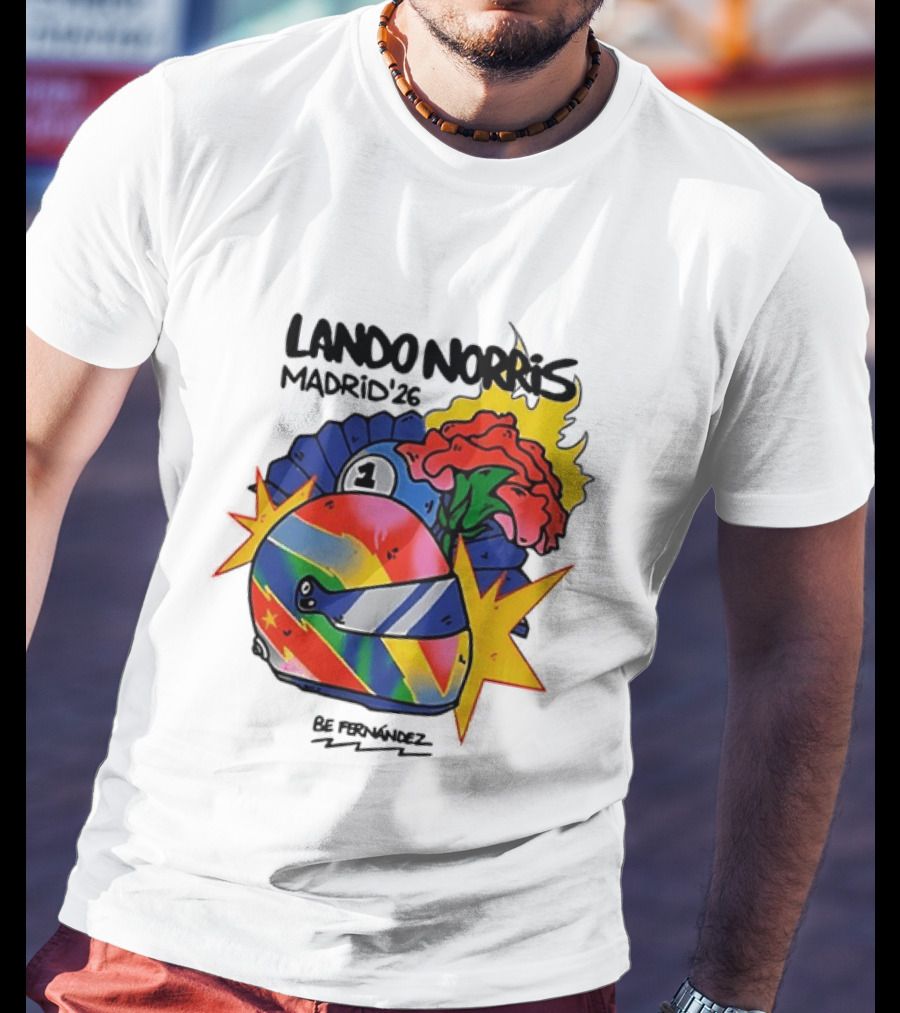 Lando Norris Madrid '26 Helmet Vibrant Art Explosion T-Shirt