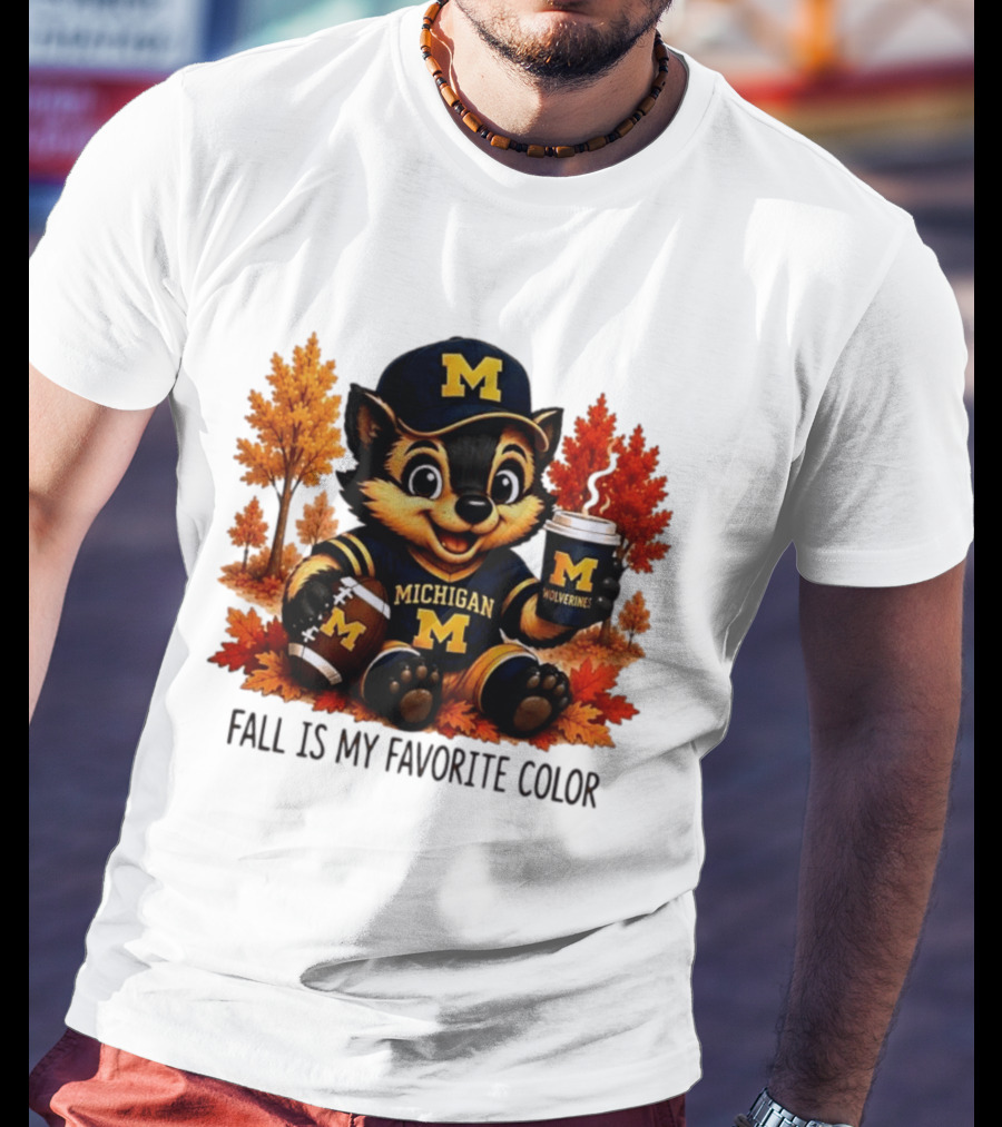 Michigan Wolverines Fall Is My Favorite Color Mascot Coffee Football T-Shirt