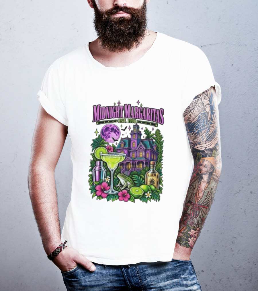 Midnight Margaritas Est. 1998 Haunted Mansion Tropical Vibes Lime And Moon Magic T-Shirt
