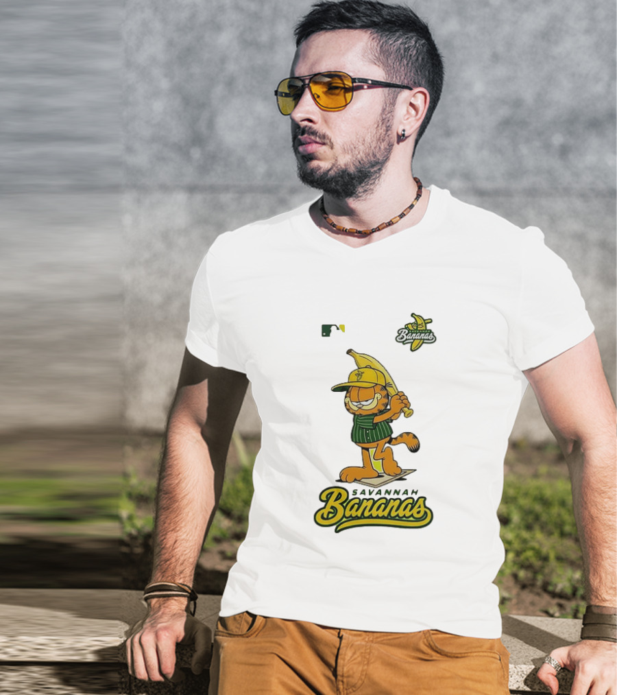 Savannah Bananas Cartoon Orange Cat Baseball MLB T-Shirt