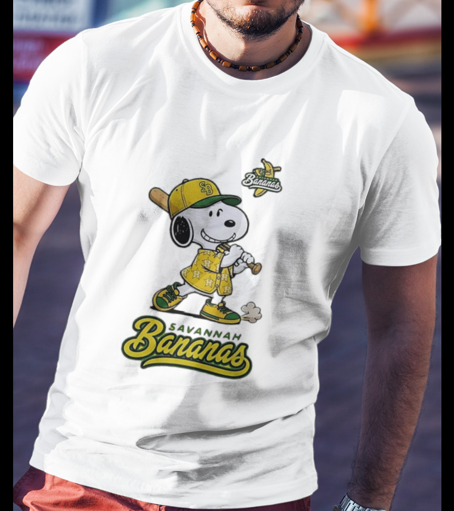 Snoopy Savannah Bananas Peanuts Baseball Collaboration T-Shirt