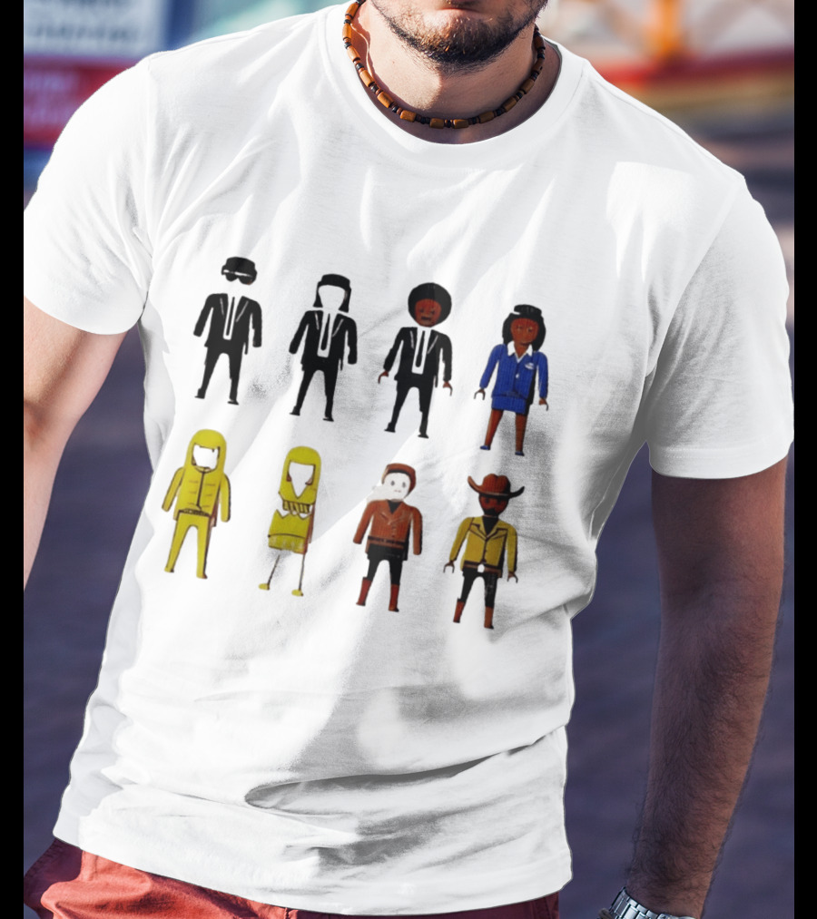 Tarantino Movie Characters Playful Figurine Lineup T-Shirt
