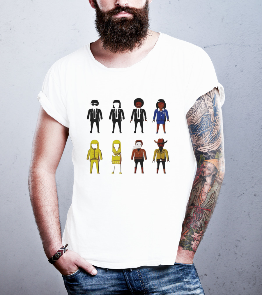 Tarantino Movie Characters Playful Figurine Lineup T-Shirt