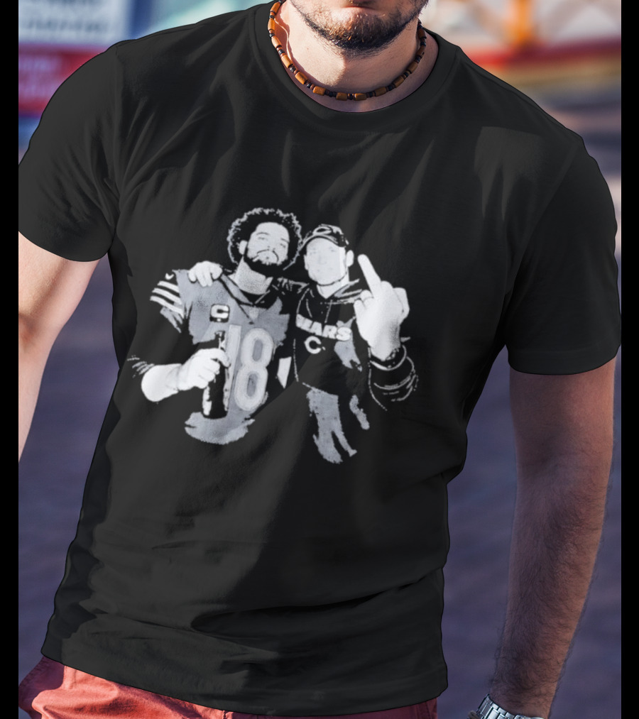 Bears Caleb Williams Ben Johnson Middle Finger Gesture T-Shirt