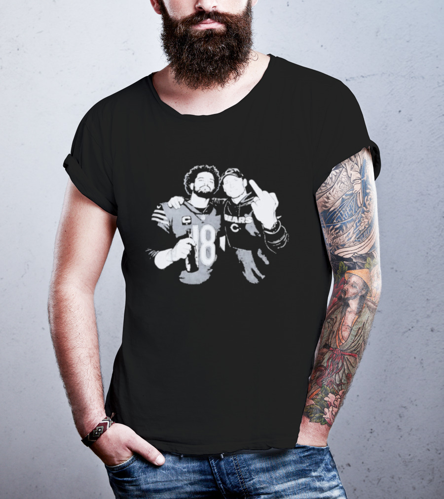 Bears Caleb Williams Ben Johnson Middle Finger Gesture T-Shirt
