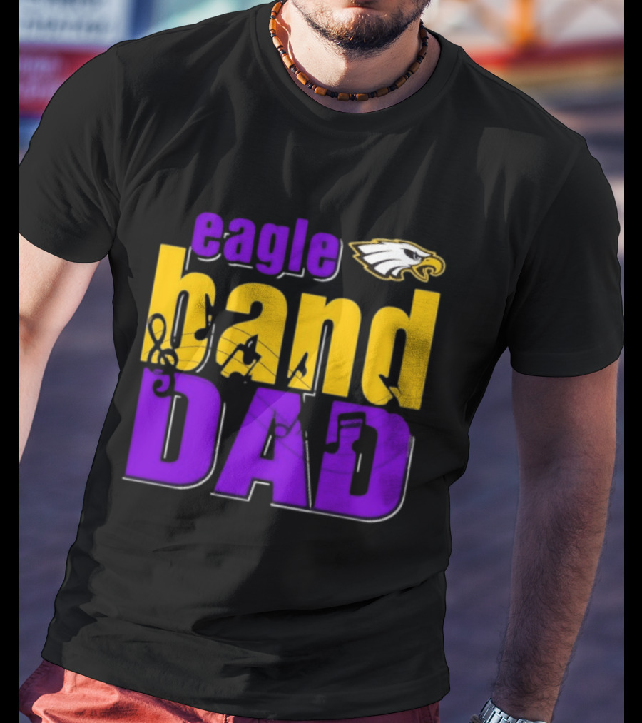 Eagle Band Dad With Eagle Head Icon Yellow And Purple T-Shirt
