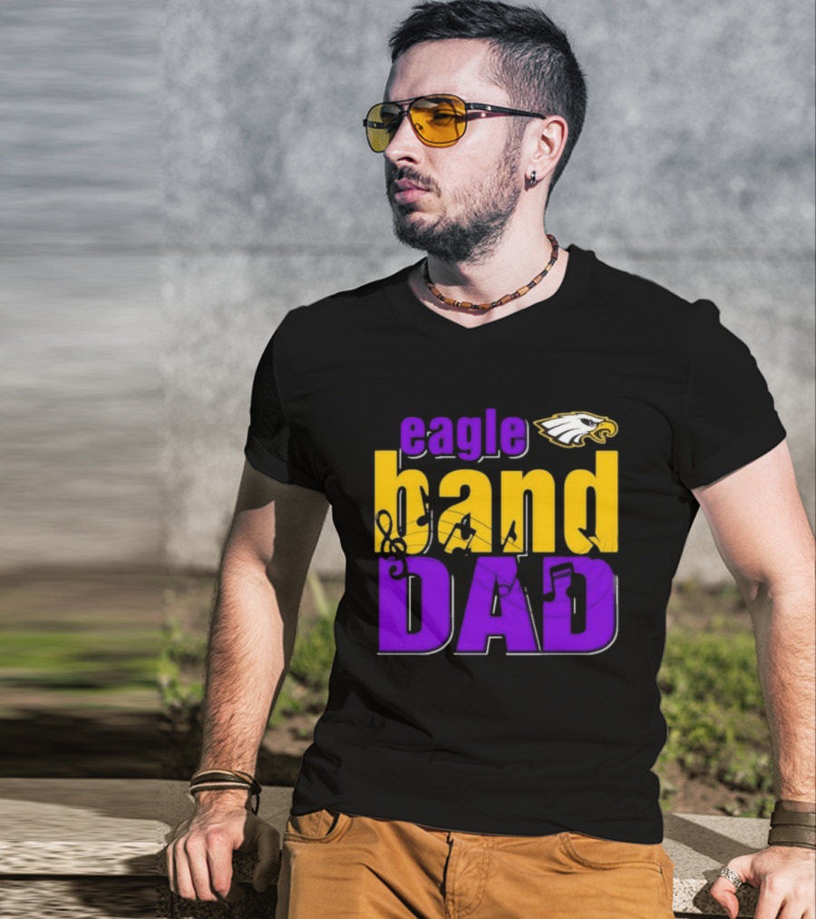 Eagle Band Dad With Eagle Head Icon Yellow And Purple T-Shirt