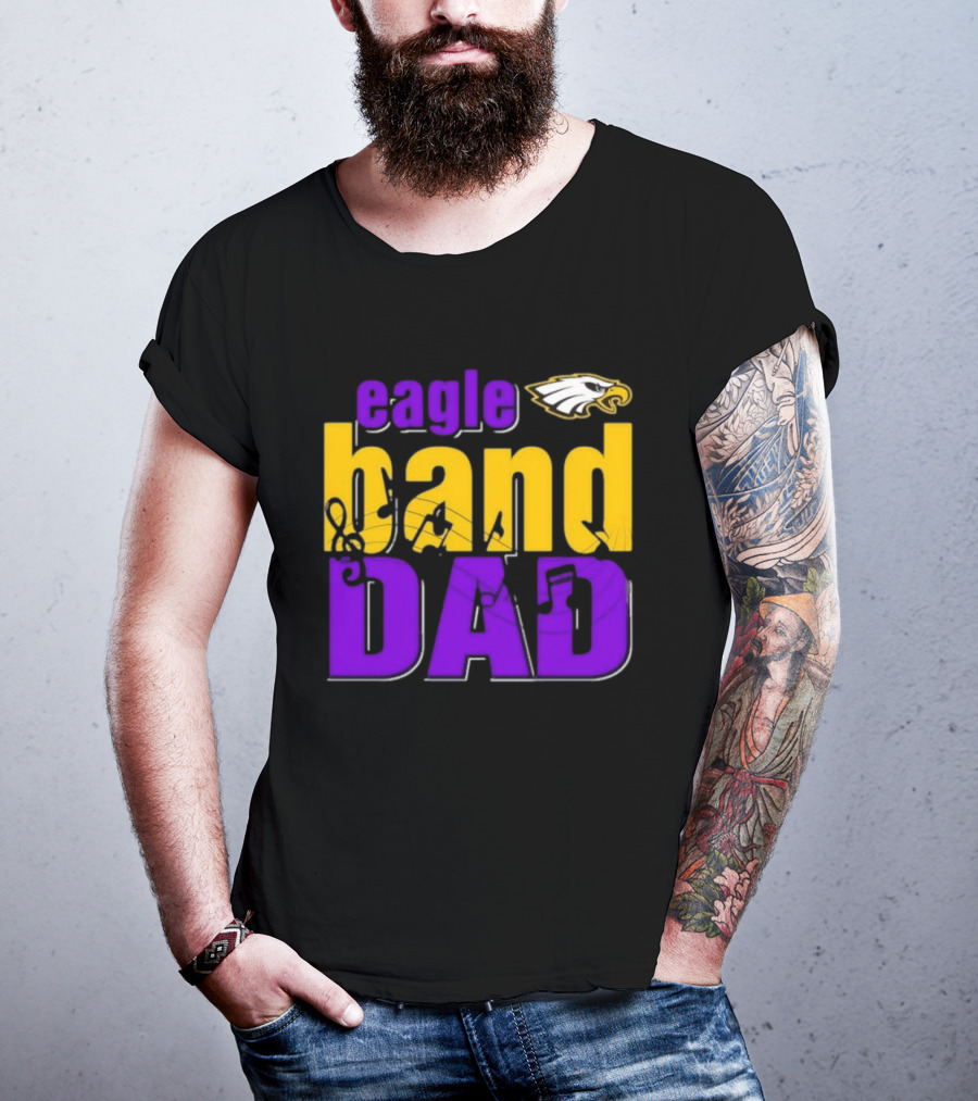 Eagle Band Dad With Eagle Head Icon Yellow And Purple T-Shirt