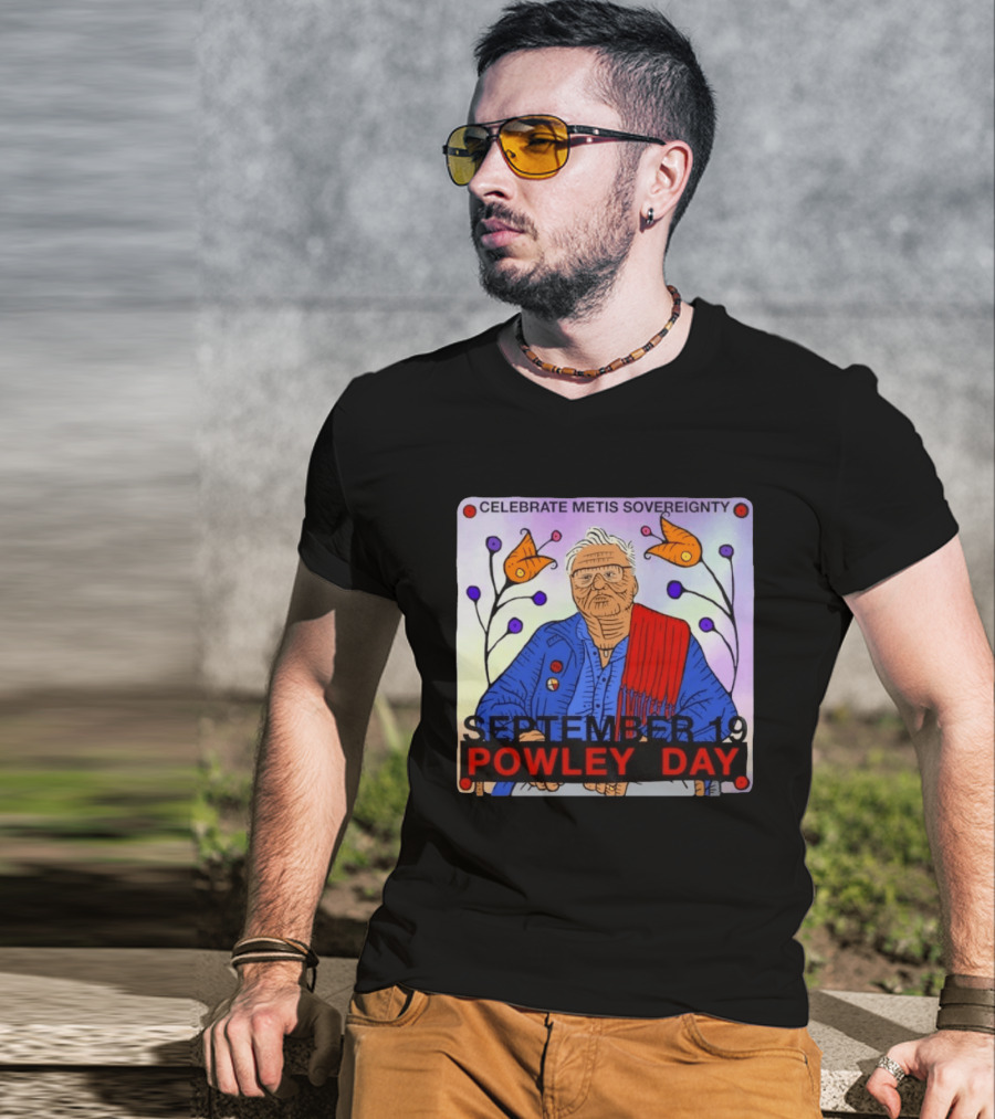 Celebrate Metis Sovereignty September 19 Powley Day With Elder Illustration And Floral Accents T-Shirt