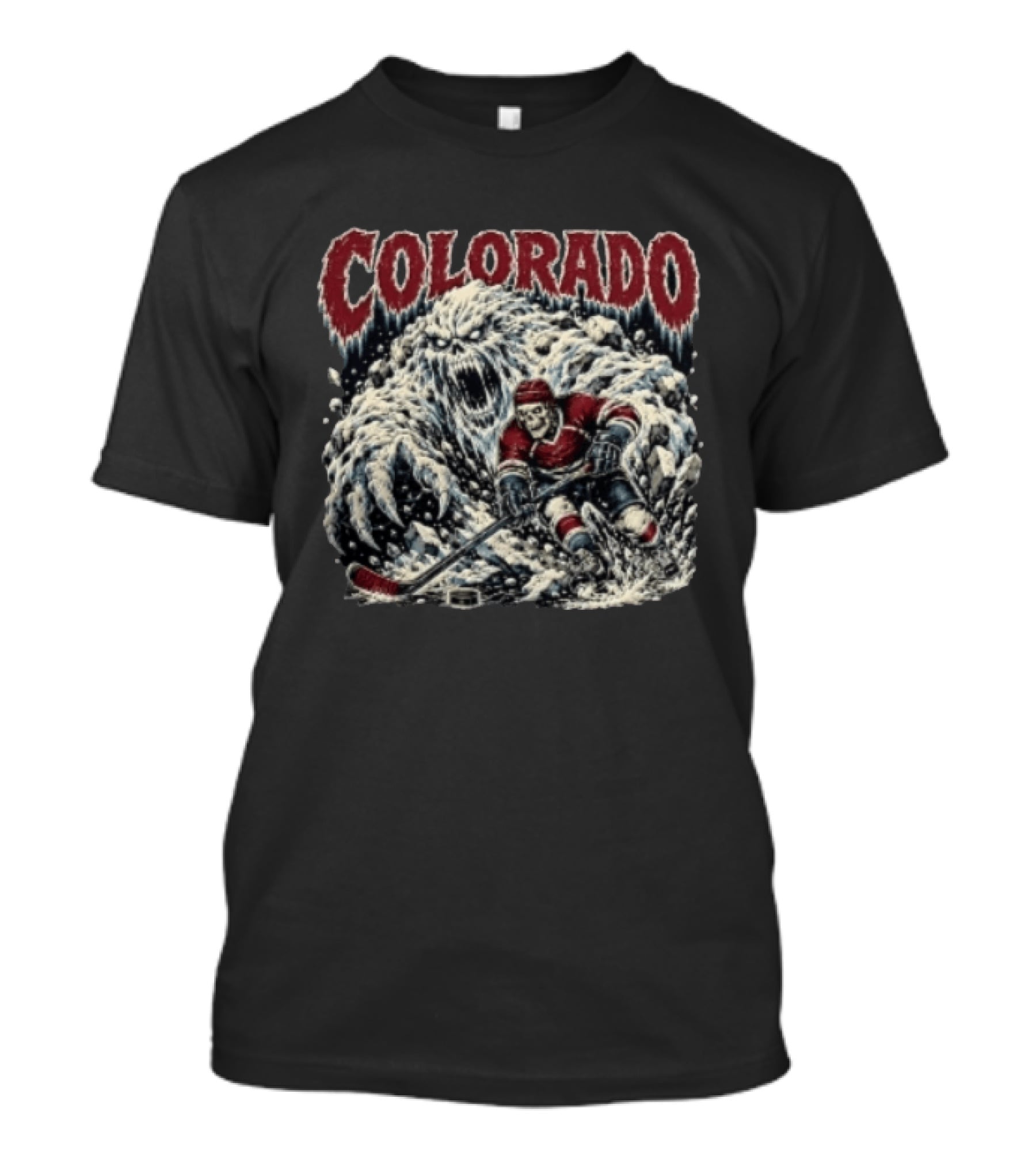 Colorado Avalanche Hockey Skeleton Player Ice Monster Chase T-Shirt