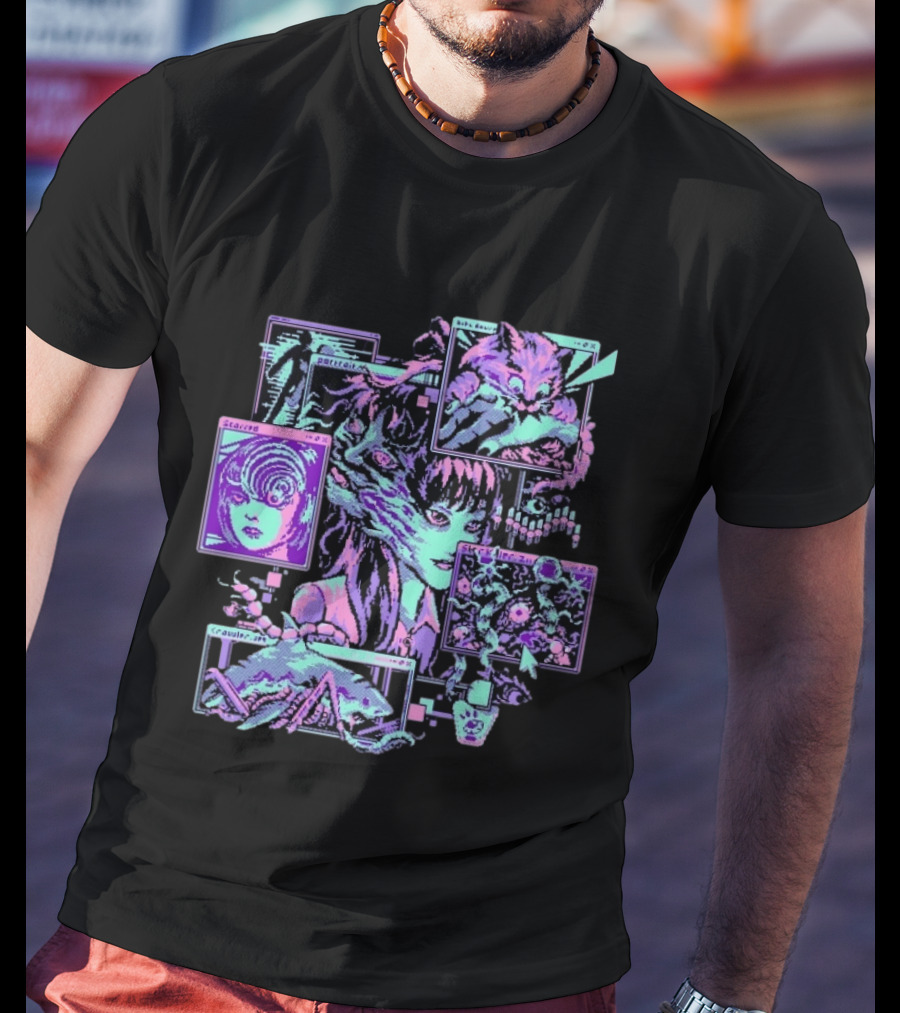 Scarred Crawler Glitch Aesthetic Portraits And Digital Art Panels T-Shirt