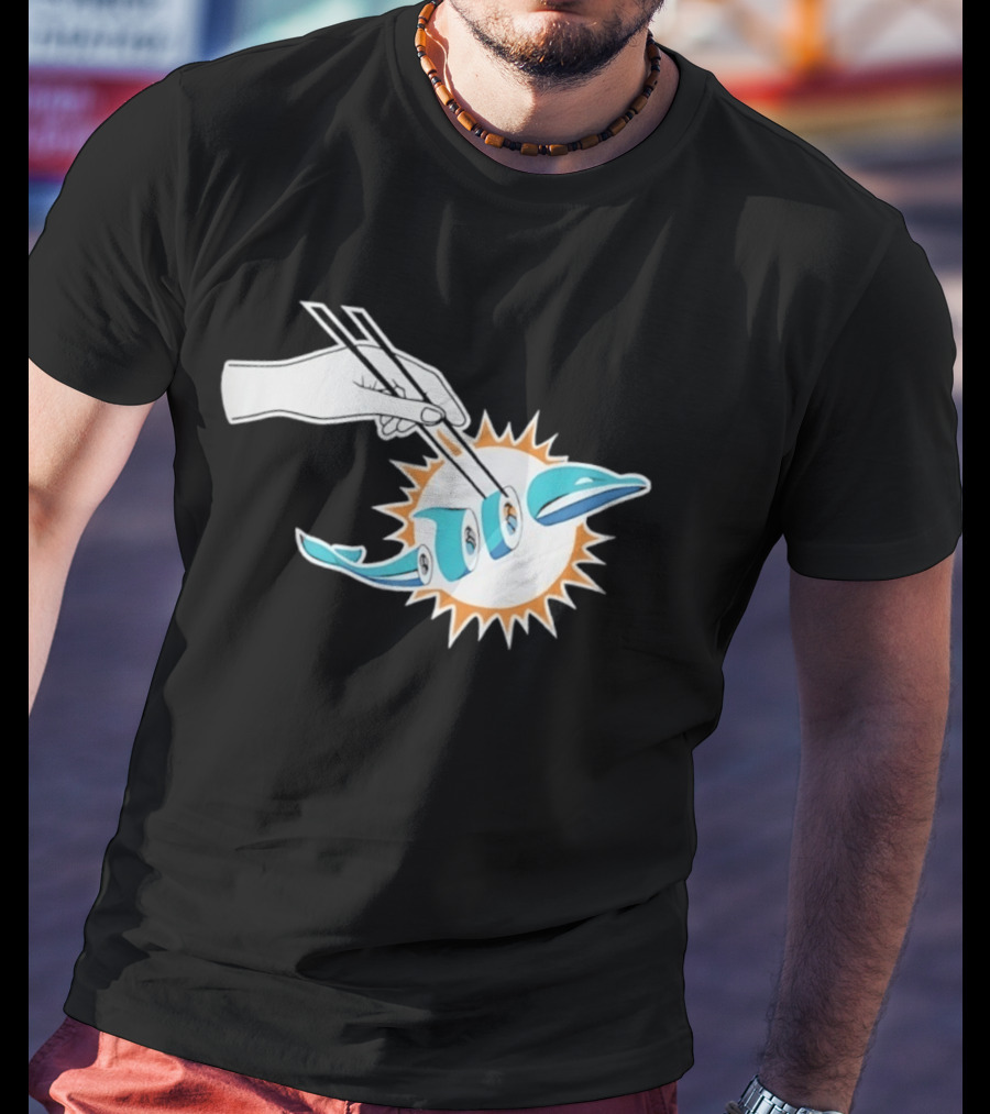 Miami Dolphins Sushi Roll Chopsticks T-Shirt