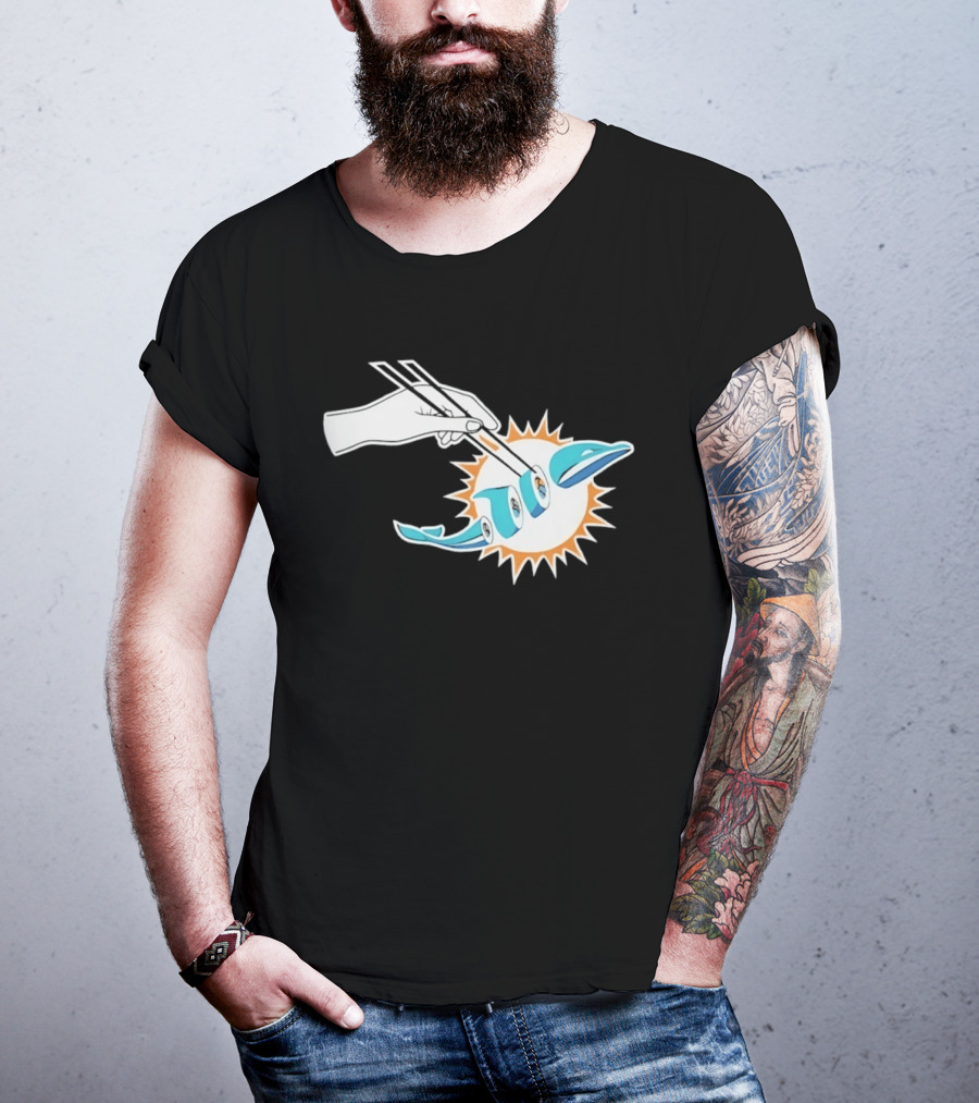 Miami Dolphins Sushi Roll Chopsticks T-Shirt