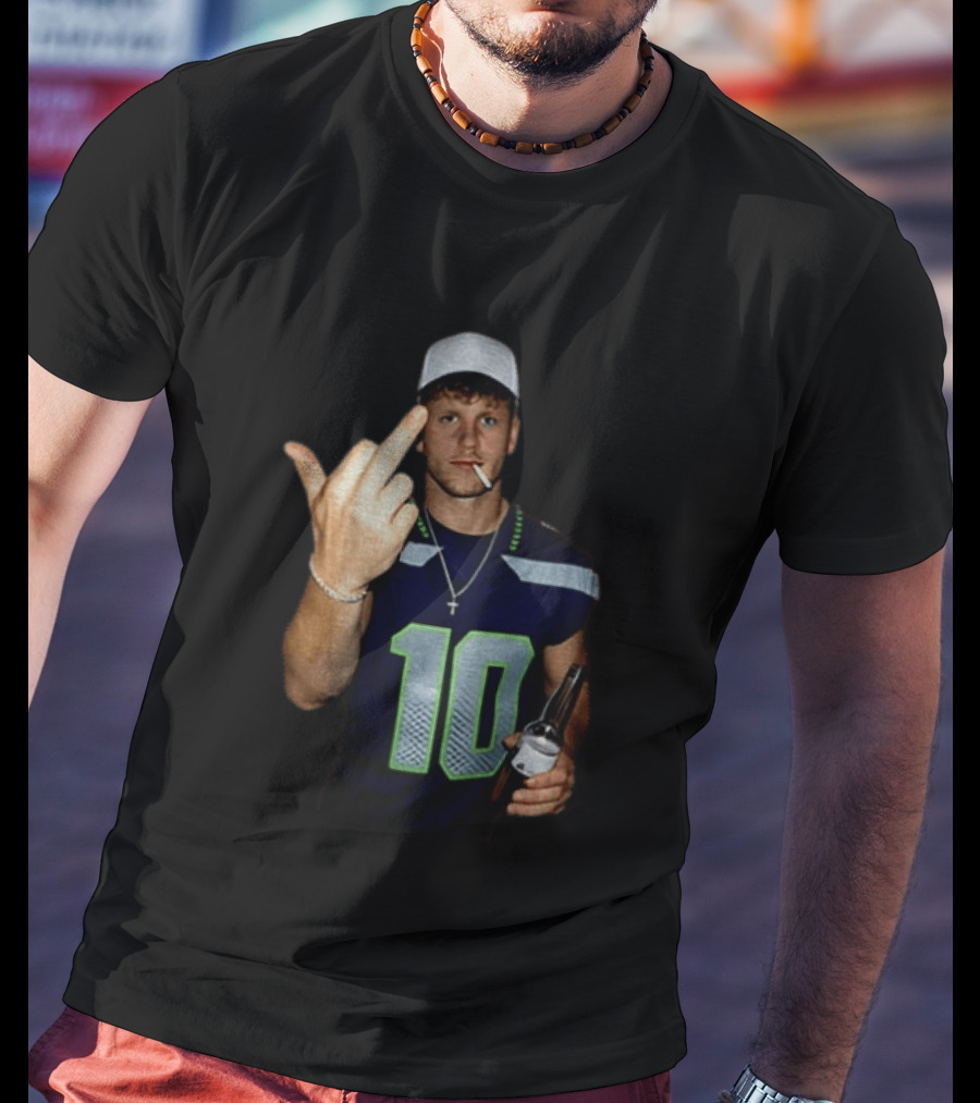 Seattle Seahawks Cooper Kupp Smoking Beer Gesture Iconic Football T-Shirt