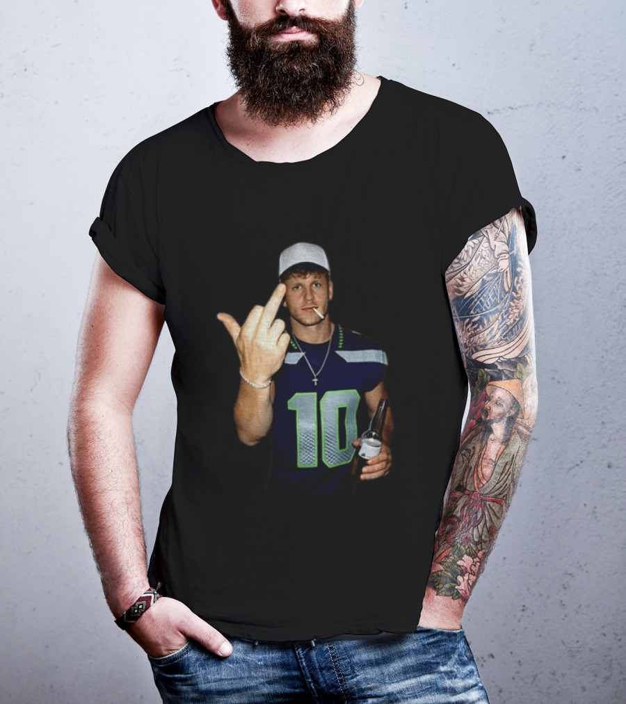 Seattle Seahawks Cooper Kupp Smoking Beer Gesture Iconic Football T-Shirt