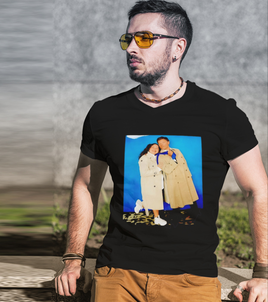 Misha Collins Castiel Supernatural Photo Trench Coat And Tie T-Shirt