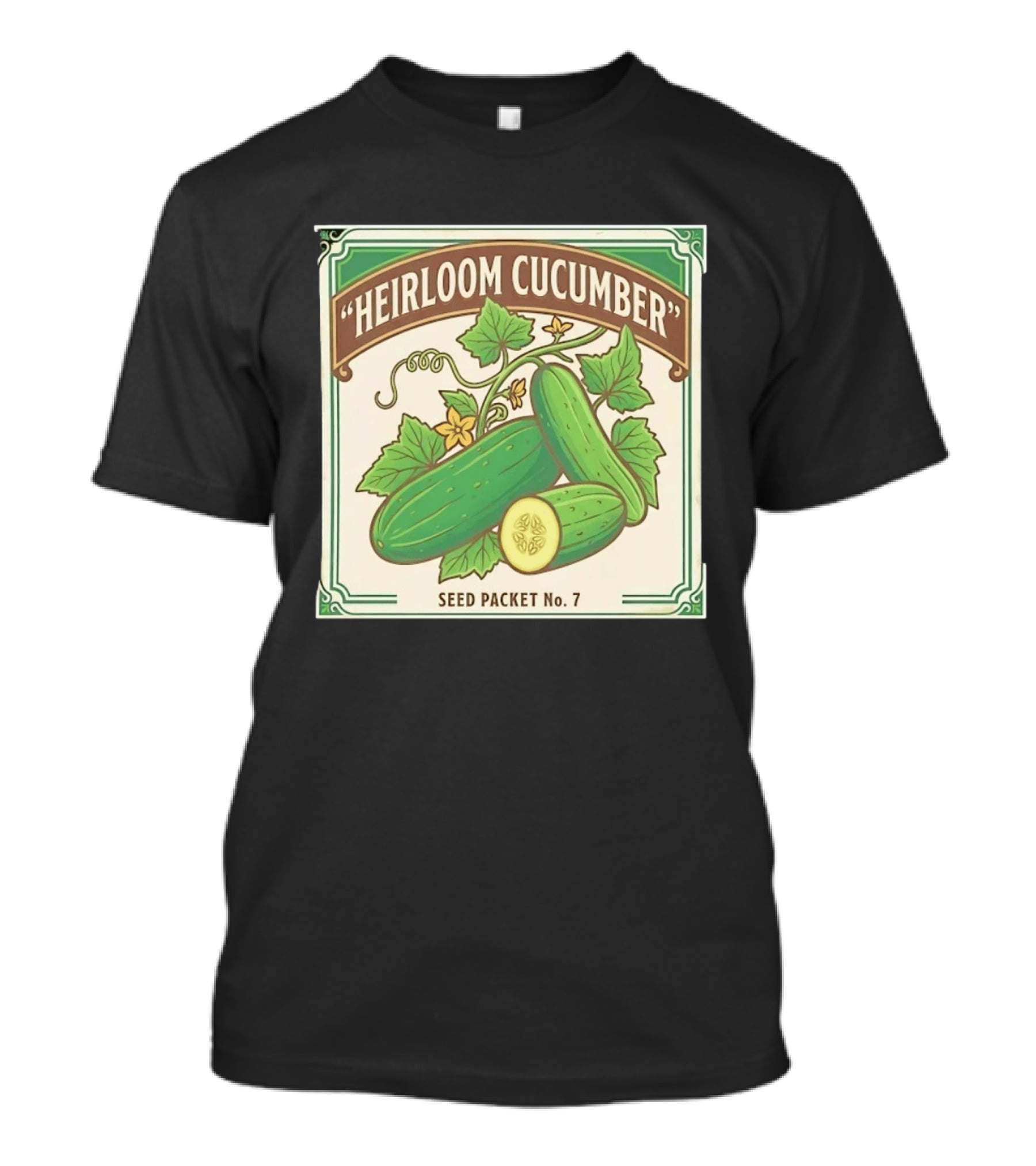 Heirloom Cucumber Seed Packet No 7 Vintage Gardening Iconic Green T-Shirt