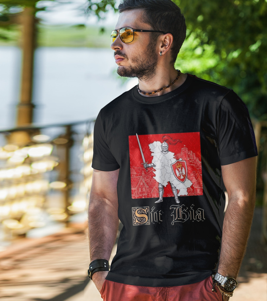 Sir Bia Knight Of Serbia Map Serbian Pride Shield Armor Heritage T-Shirt