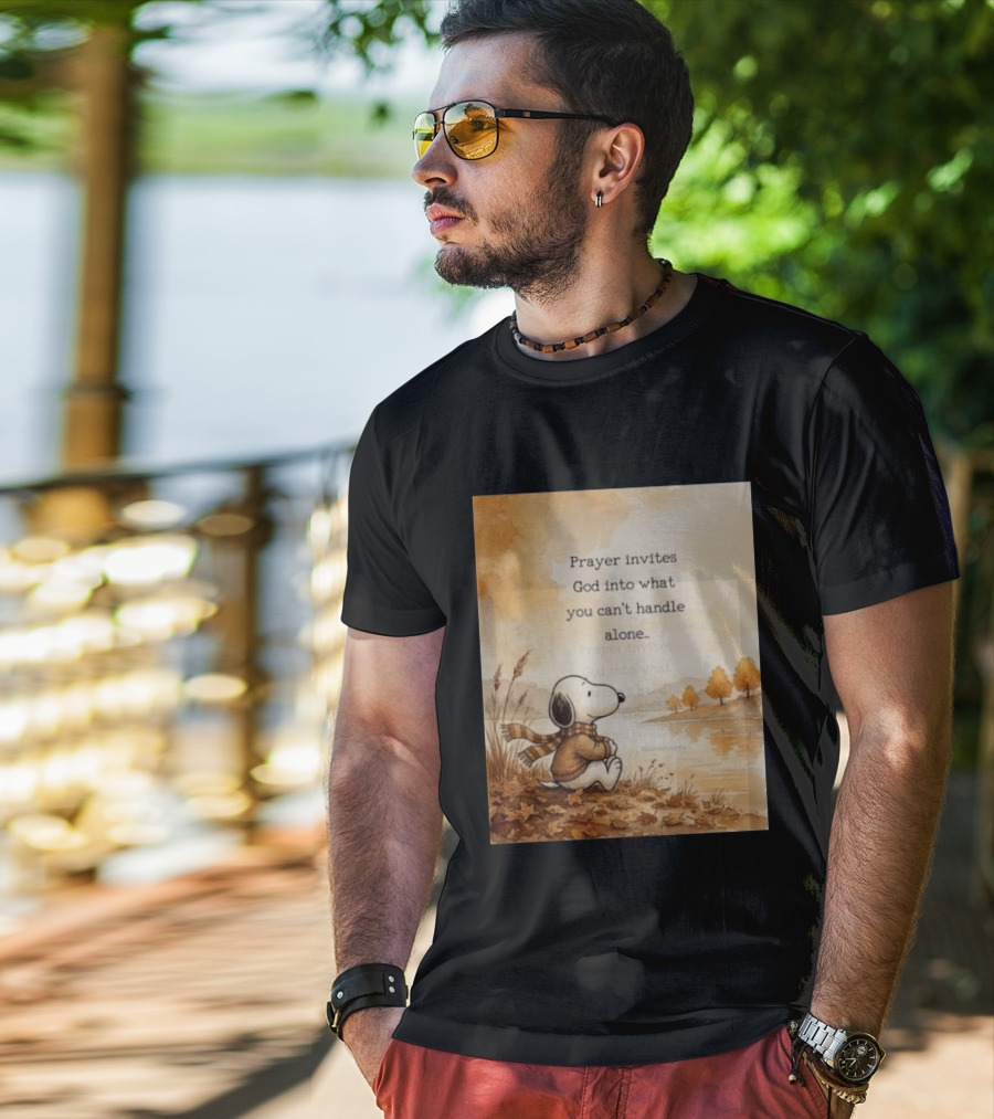 Snoopy Prayer Invites God Into What You Can't Handle Alone Autumn Scene T-Shirt