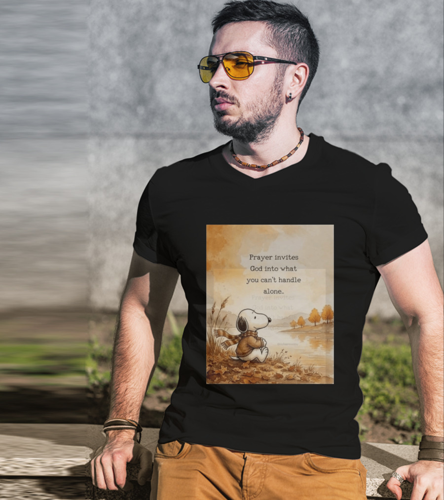 Snoopy Prayer Invites God Into What You Can't Handle Alone Autumn Scene T-Shirt