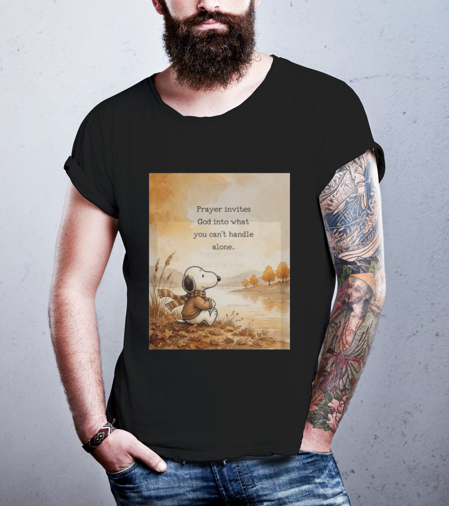 Snoopy Prayer Invites God Into What You Can't Handle Alone Autumn Scene T-Shirt