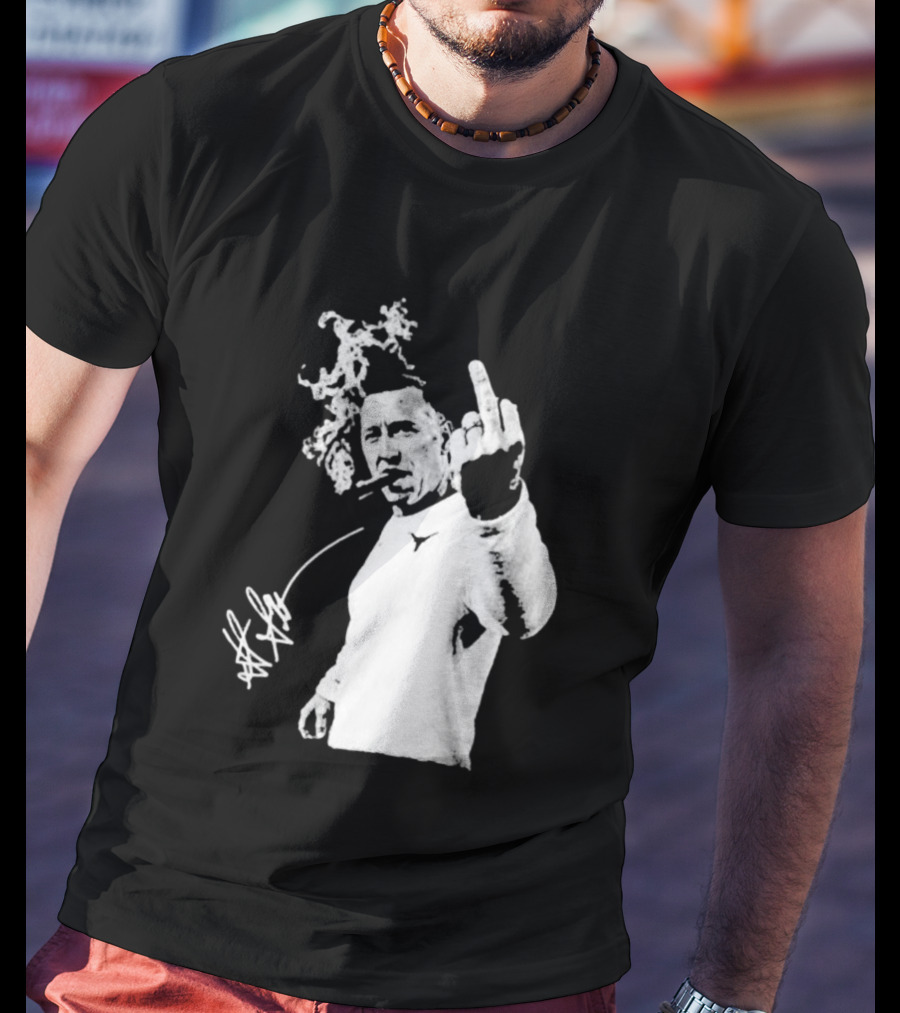 Steve Sarkisian Gesture Smoking Cigar Signature T-Shirt