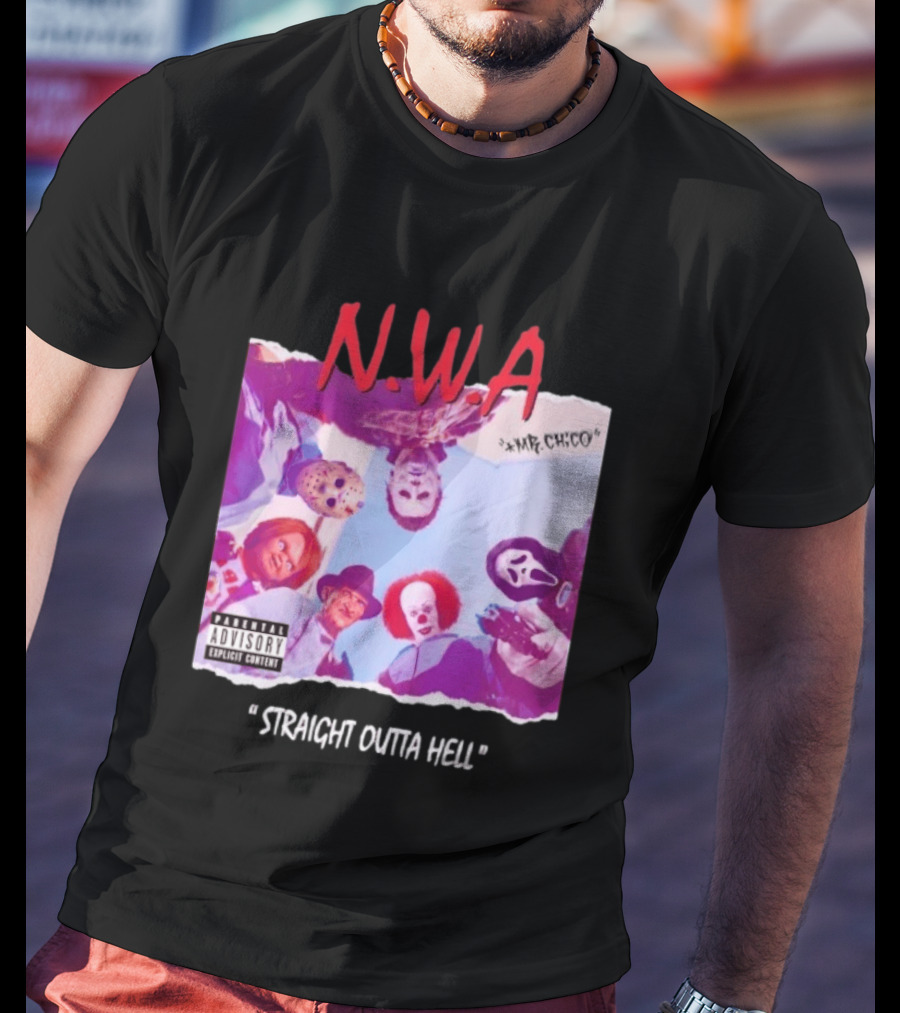 N.W.A Straight Outta Hell Horror Movie Character Mashup T-Shirt