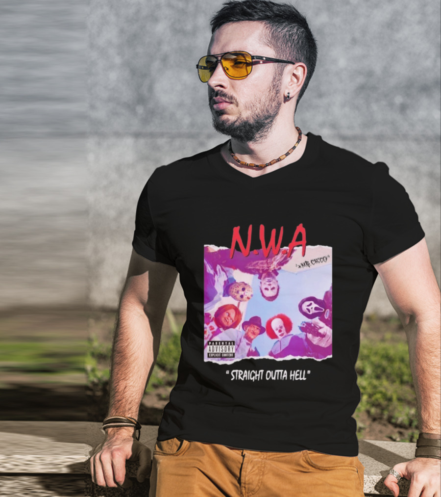 N.W.A Straight Outta Hell Horror Movie Character Mashup T-Shirt