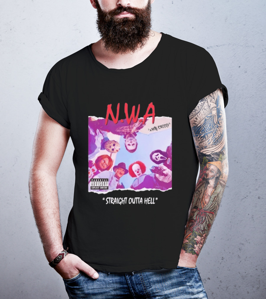 N.W.A Straight Outta Hell Horror Movie Character Mashup T-Shirt