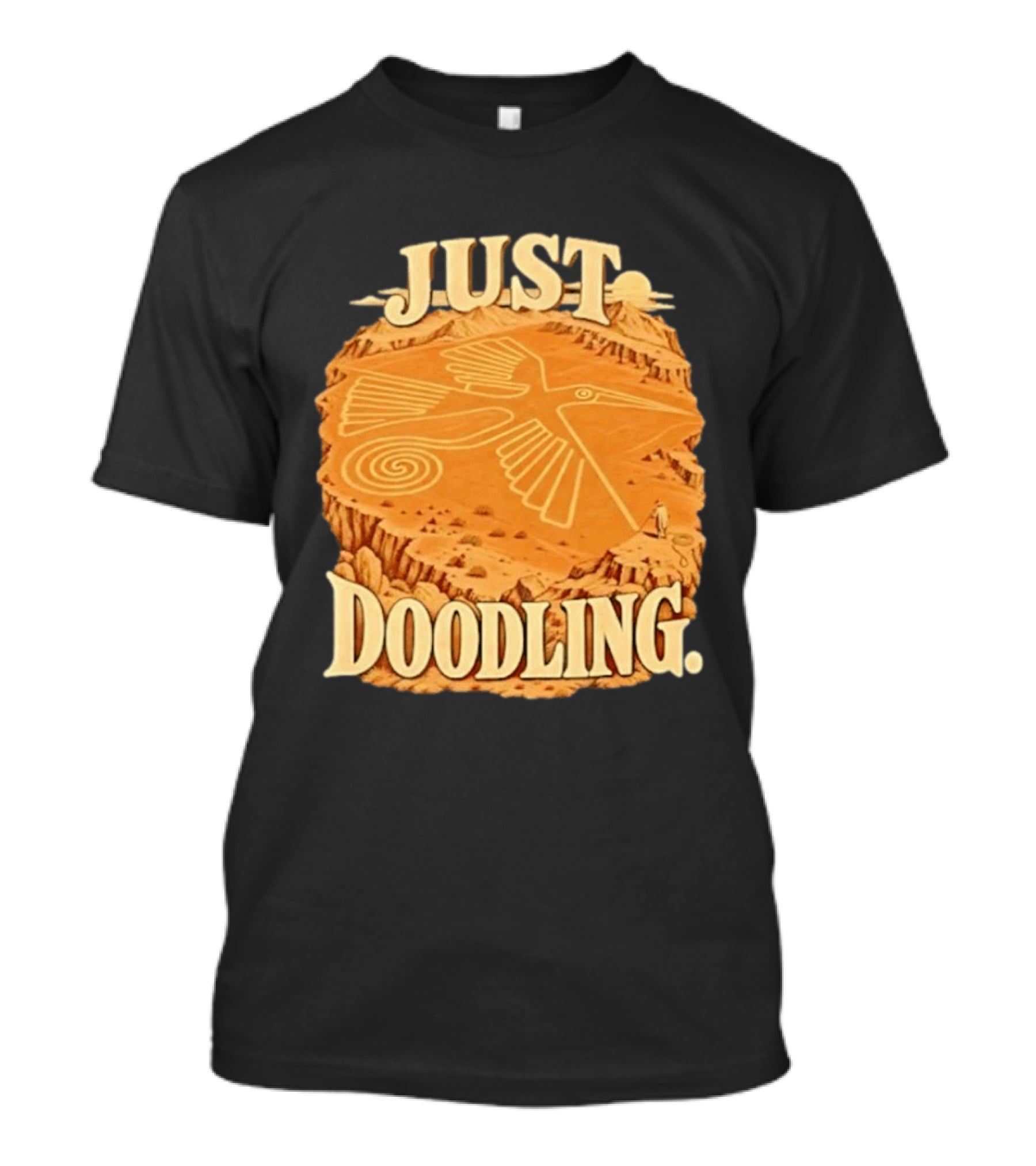 Just Doodling Nazca Lines Hummingbird Desert Landscape T-Shirt