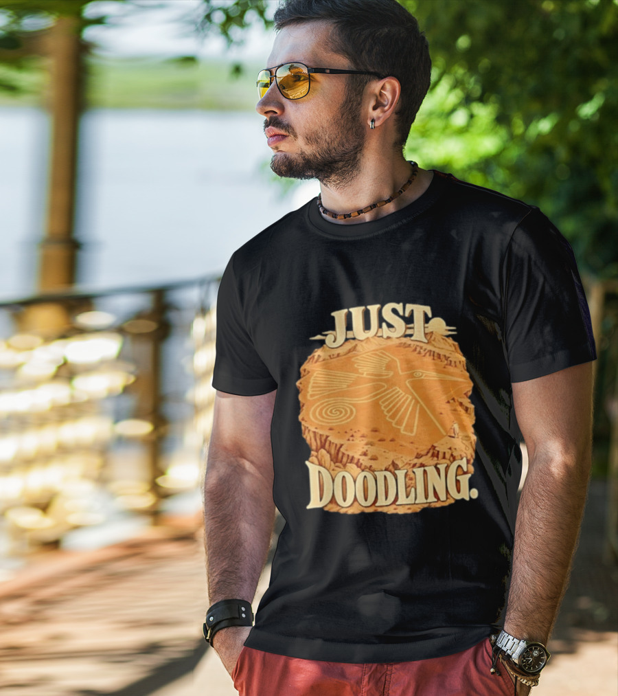 Just Doodling Nazca Lines Hummingbird Desert Landscape T-Shirt