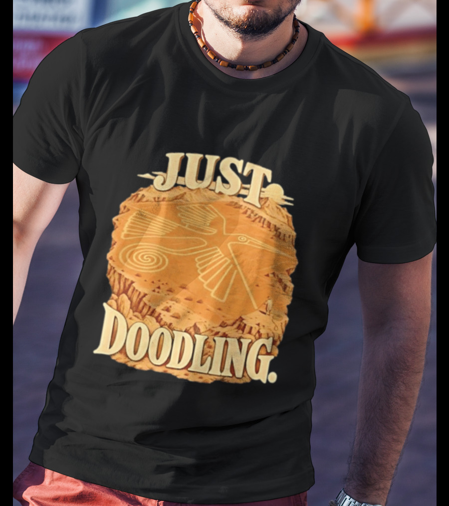 Just Doodling Nazca Lines Hummingbird Desert Landscape T-Shirt
