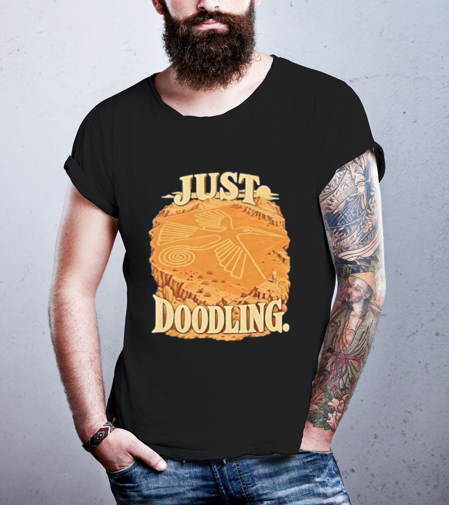 Just Doodling Nazca Lines Hummingbird Desert Landscape T-Shirt
