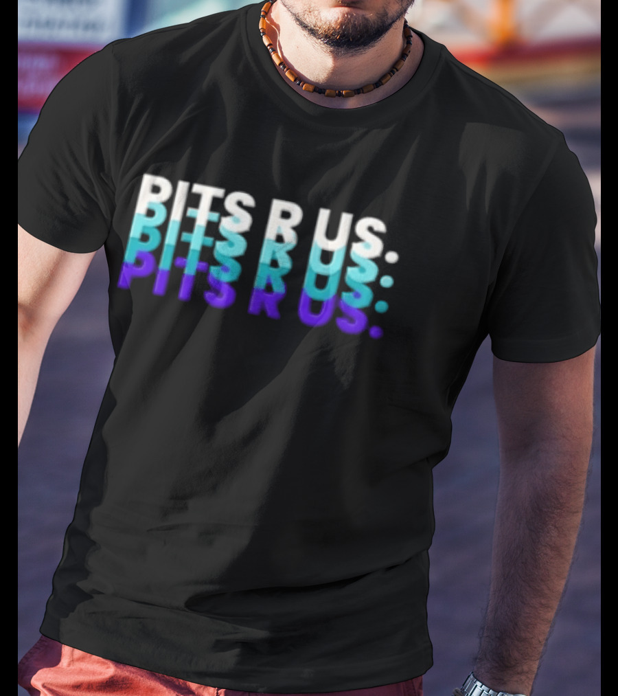 Pits R Us Layered Echo White Cyan Purple Gradient T-Shirt