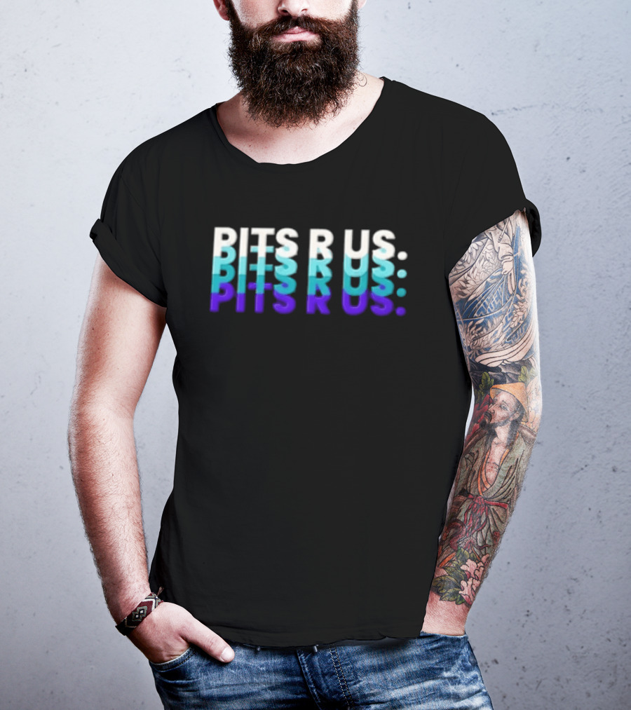 Pits R Us Layered Echo White Cyan Purple Gradient T-Shirt