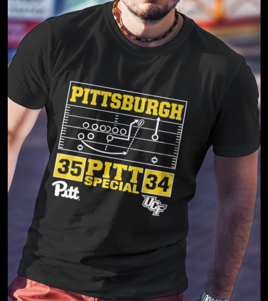 Pittsburgh Pitt Special 35 34 Victory Football Play Diagram Vs UCF T-Shirt