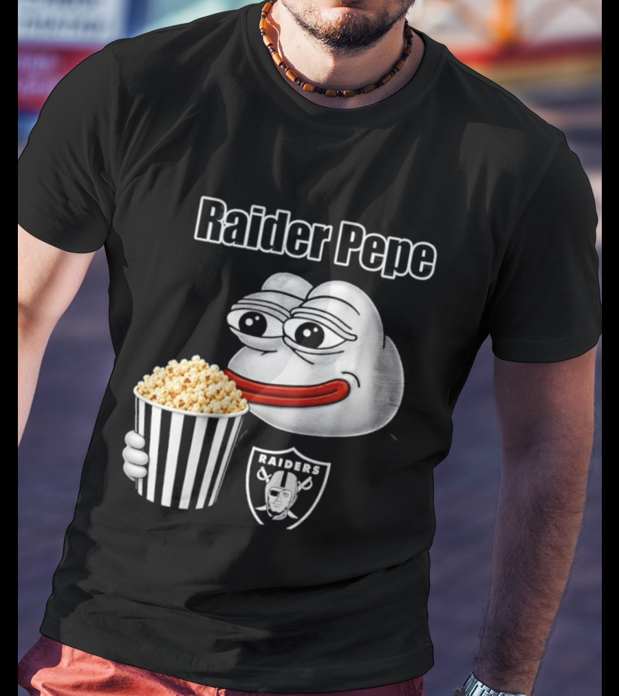 Las Vegas Raiders Raider Pepe Popcorn Meme T-Shirt