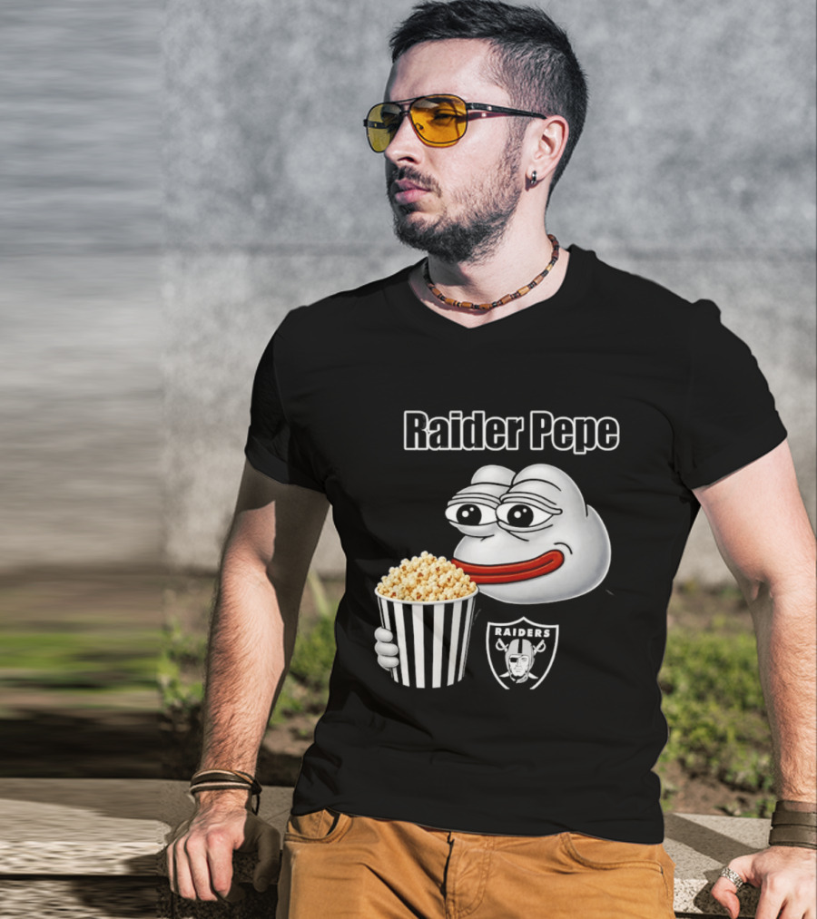 Las Vegas Raiders Raider Pepe Popcorn Meme T-Shirt