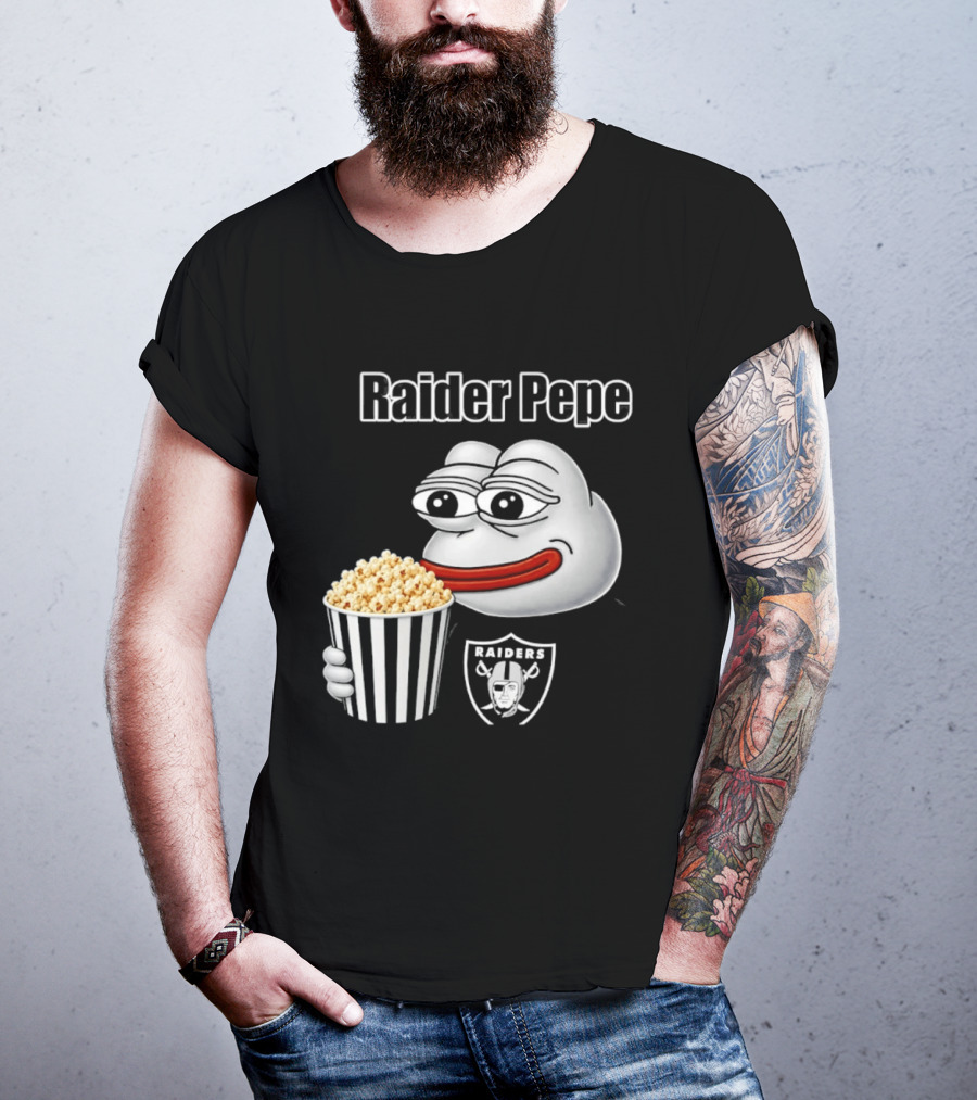 Las Vegas Raiders Raider Pepe Popcorn Meme T-Shirt