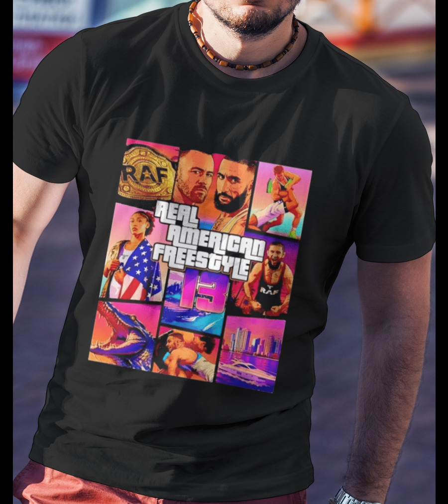 Real American Freestyle 13 Wrestling RAF Alligator Miami Scene T-Shirt