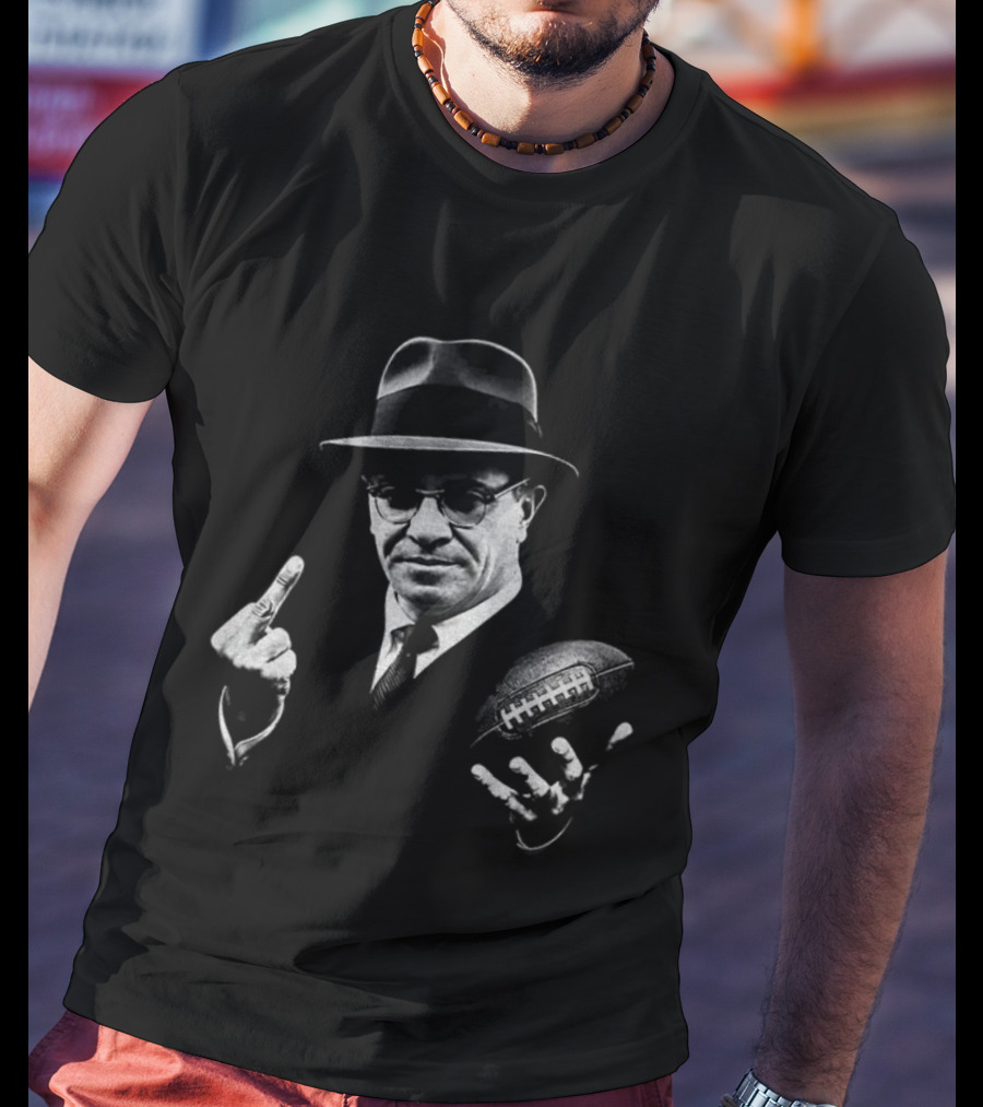 Vince Lombardi Football Gesture Iconic Middle Finger T-Shirt
