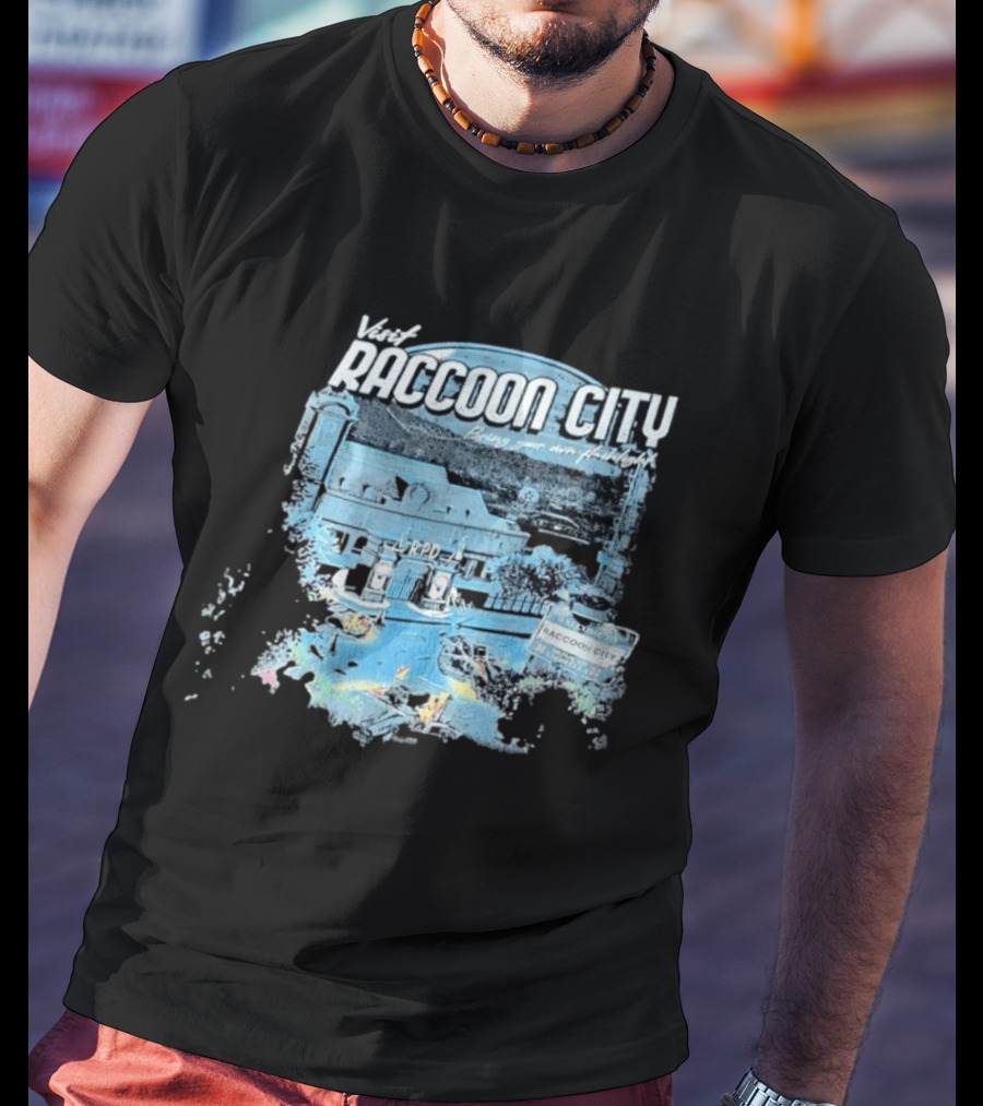 Visit Raccoon City Bring Your Own Flashlight RPD Entrance Postcard T-Shirt